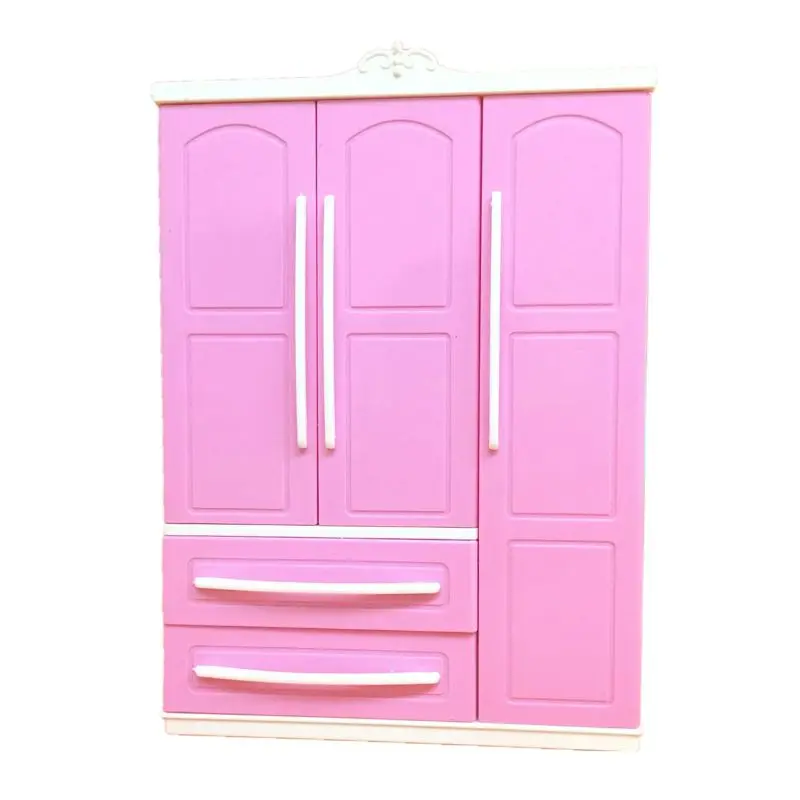 Tres puertas de color Rosa Moderno Armario set de juegos de Barbi Muebles Puede Poner Zapatos R9JD 2