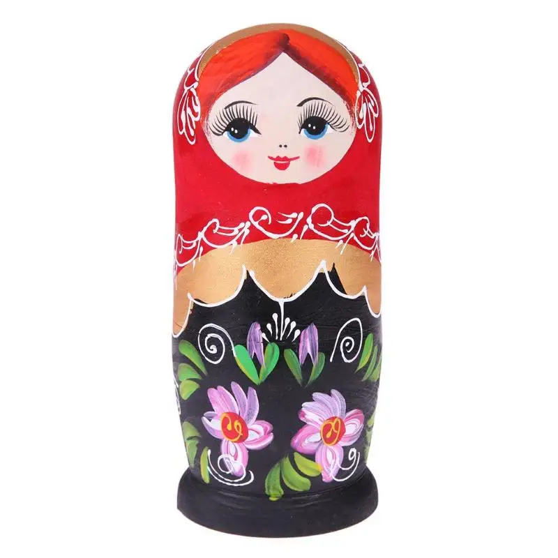 5pcs/Set Negro Rojo Chica rusa de Matryoshka Muñecas Conjunto de Juguete de Madera, Muñecas de Anidación Mejor regalo de Cumpleaños de Navidad Manualidades Juguetes de Regalo para los Niños 2