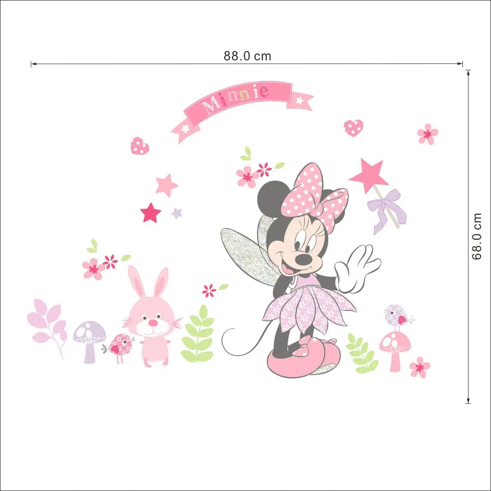 Disney Minnie Mouse Lindo Conejo de la etiqueta Engomada de la Pared Para los Niños de Bebé, Accesorios de Dormitorio Sala de estar Lindo DIY Cartel de la Casa de Calcas 2