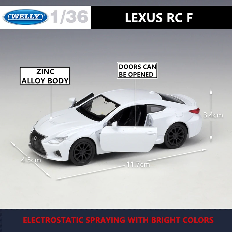 WELLY 1:36 Lexus RC F de la aleación del coche de la máquina modelo de Simulación de la Colección de juguetes de pull-back vehículo de Regalo de colección 2