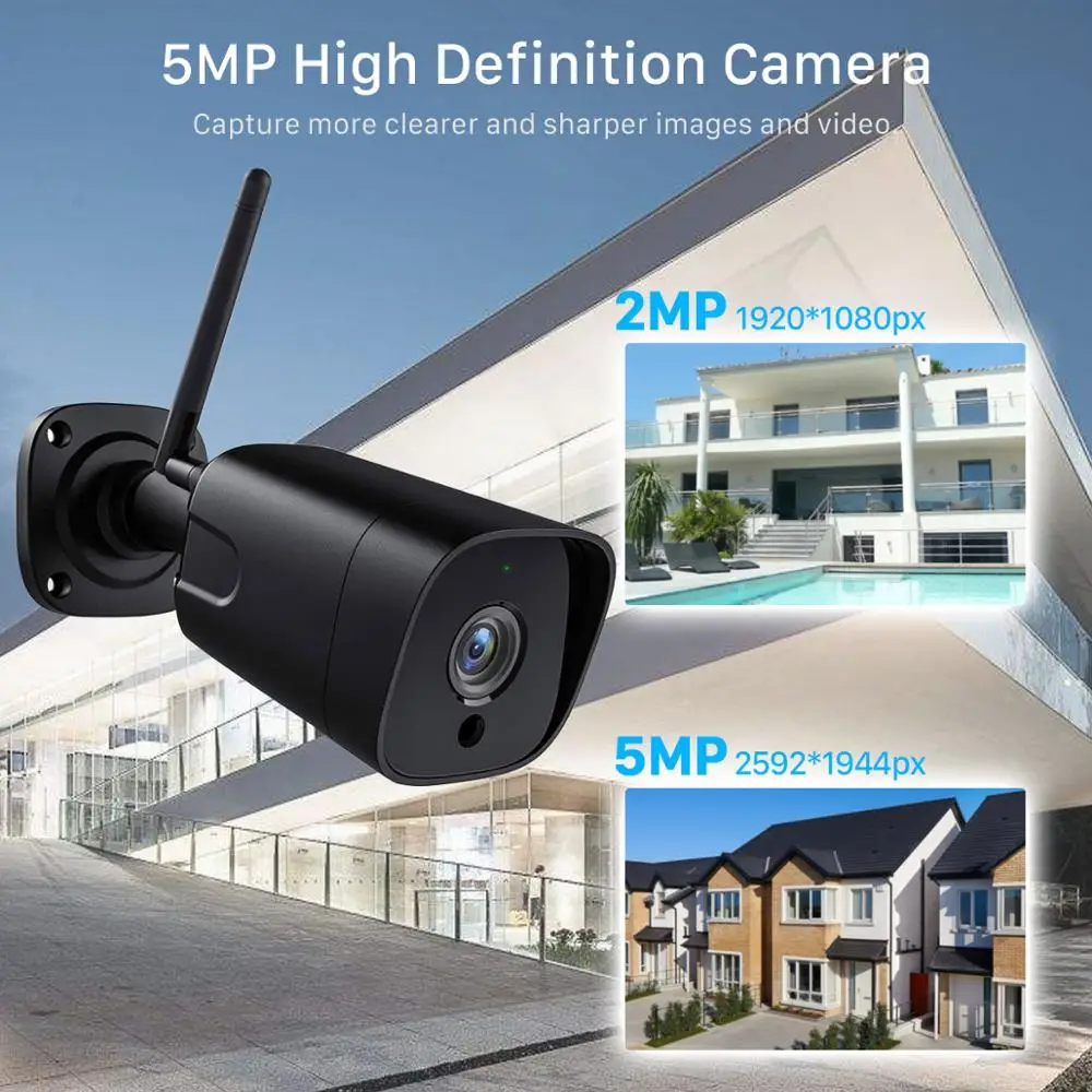 BESDER de 5MP 2MP 2-wayAudio IP de la Bala de la Cámara SONY Sensor Impermeable de la Seguridad de WiFi de la Cámara de Detección de Movimiento de Onvif de la Vigilancia del CCTV 2