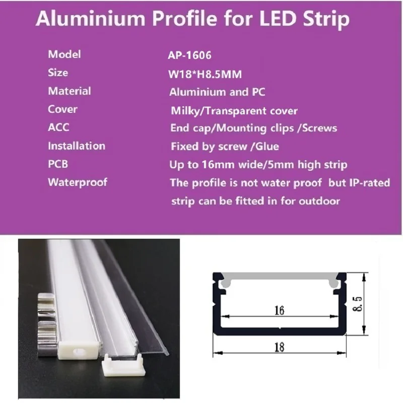 5-30pcs 1m 40inch tipo U 8.5 mm de alto slim led de perfil de aluminio ,de 16 mm, de doble hilera de ancho de pcb led de canal,difusor de la barra de luz de la vivienda 2