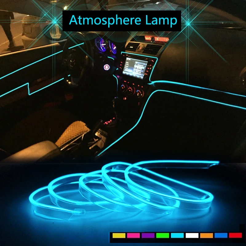 Del coche del LED de la Tira de EL Alambre de Cuerda Automática Atmósfera Lámpara Decorativa Para Kia Rio K2 K3 Éxito Sportage 3 sorento cerato apoyabrazos alma optima 2