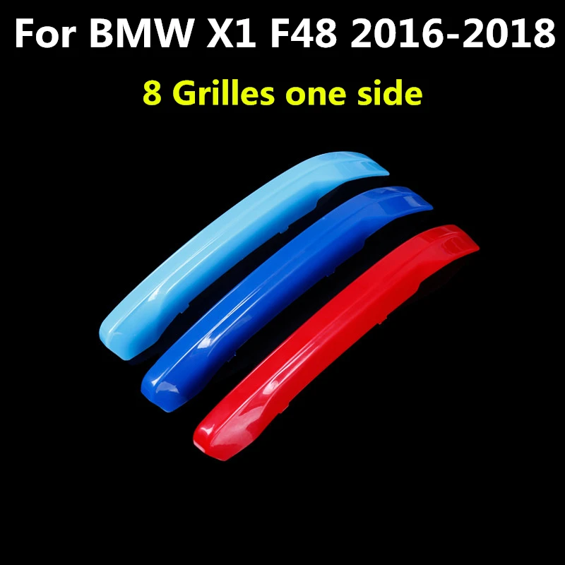 Parrilla delantera Recortar Tiras adhesivas Para BMW X1 F48 2016 2017 2018 Parrilla de Deportes de alto Rendimiento de la Cubierta de la etiqueta Engomada 3D M Estilo 8 Rejillas 2