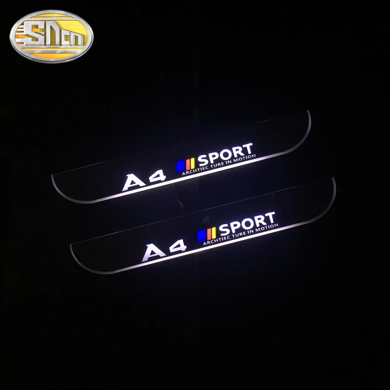 SNCN Recorte del Pedal del Coche LED de Luz de Umbral de la Puerta de desgaste de la Placa de la Vía de la Dinámica de la Serpentina de la Recepción de la Lámpara Para Audi A4 B6 B7 B8 B9 2