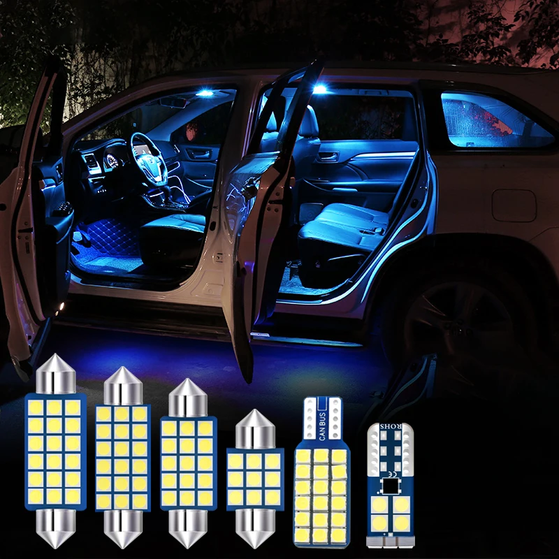8pcs Coche Bombillas LED Car Interior Dome Lámparas Espejo de Vanidad Luz Para Toyota Corona S200 2009 2010 2011 2012 2013 Accesorios 2
