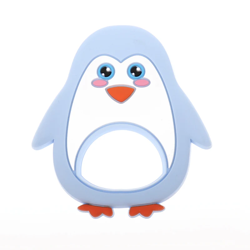 Pingüino de 2pcs de los Animales de Silicona Mordedores Libre de Bpa Bebé Chupadero de la Dentición Collar Colgante de Montaje Infantil el Chupete de la Cadena de BRICOLAJE 2
