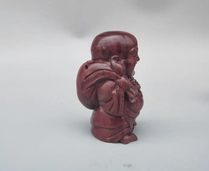 Chino Hogar De La Colección De Trabajo Hecho A Mano Talla De Madera De Buda Maitreya Pequeña Estatua 2