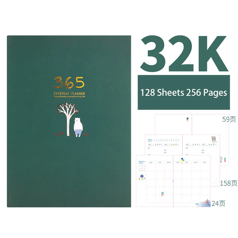 Los 365 Días del Diario de Cuadernos Y Diarios De los Estudiantes, kawaii Blocs de notas Para la Escuela de Suministros de Oficina Planificador Anual de la Agenda para el 2021 2