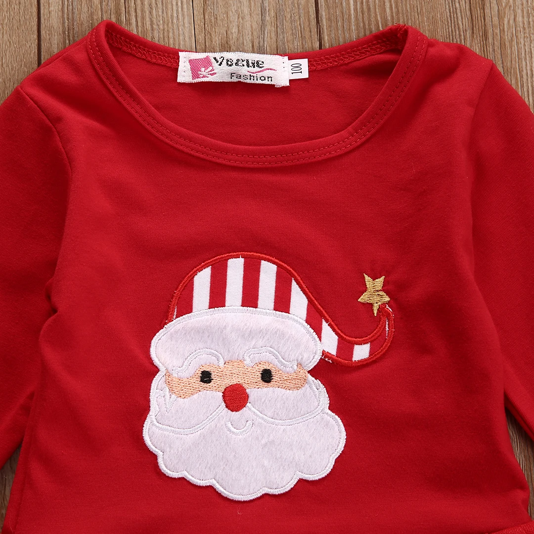 Xams Lindo Bebé Niña Santa Trajes de Niño Niños Bebés Niñas de Navidad Conjunto de Tutu T-shirt Top+Pantalones Conjuntos de Ropa 2