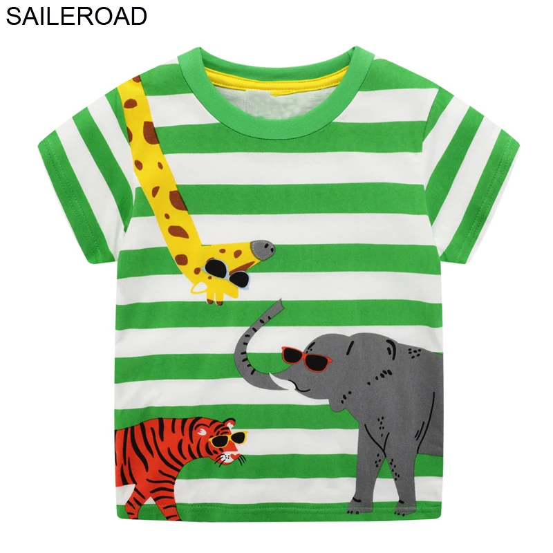 SAILEROAD Animal Apliques Camiseta de Bebé 2020 Chicos Nuevos Camisetas de Jirafas, Elefantes Impresión del Tigre Niños Tops Camisetas Ropa 2