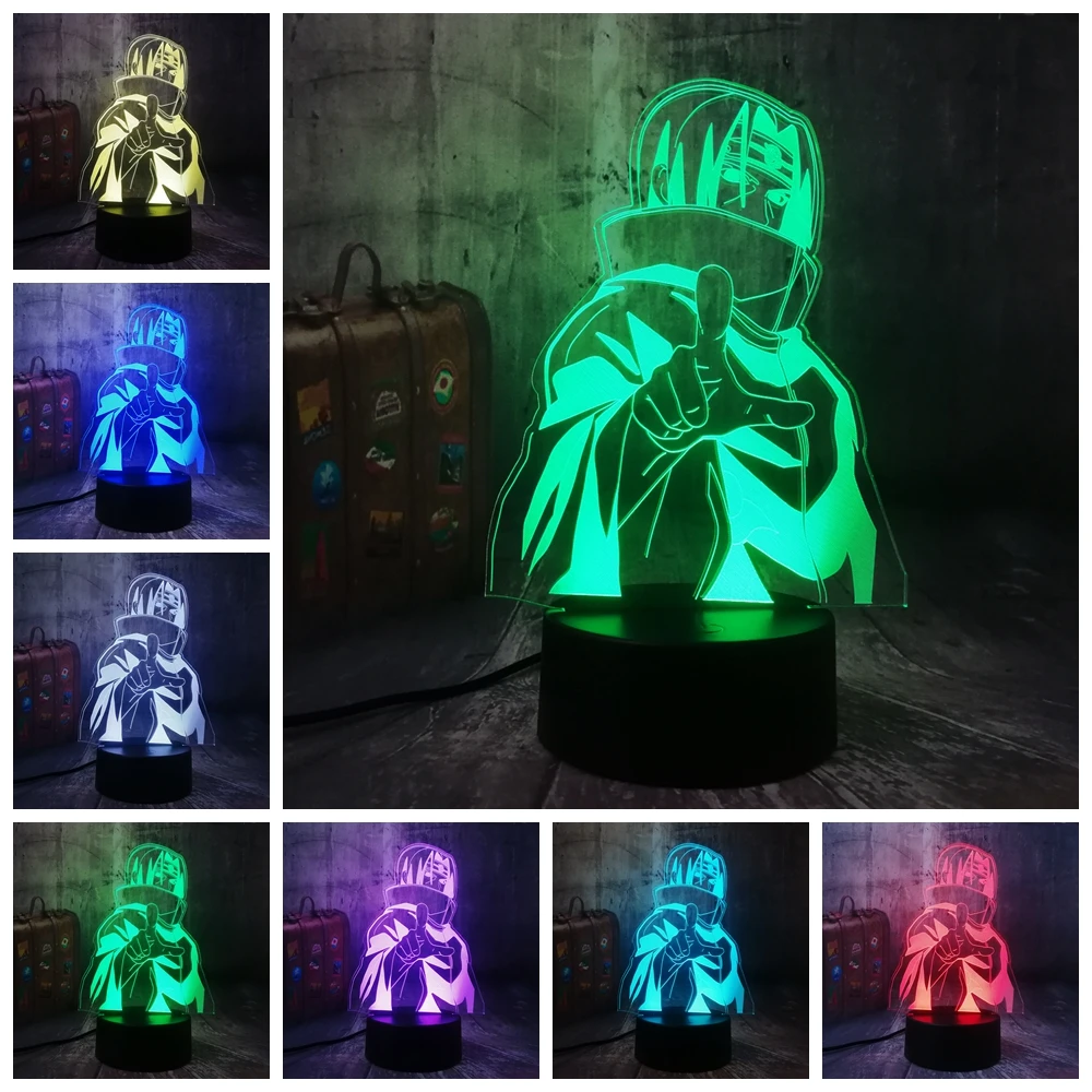 Naruto Leyendas Uchiha Sasuke Uzumaki Naruto 3D Luz de Noche LED USB Tabla Sueño Lámpara de la Decoración de la Habitación del Niño Niño Niño Juguete de Navidad de la lámpara 2