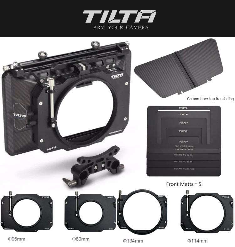Tilta MB-T12 4*5.65 Ligero de Fibra de Carbono Mate de la caja (Pinza) de 15 mm de Varilla Adaptador para 5D4 ROJO ARRI SONY DSLR Cámara Jaula Rig 2