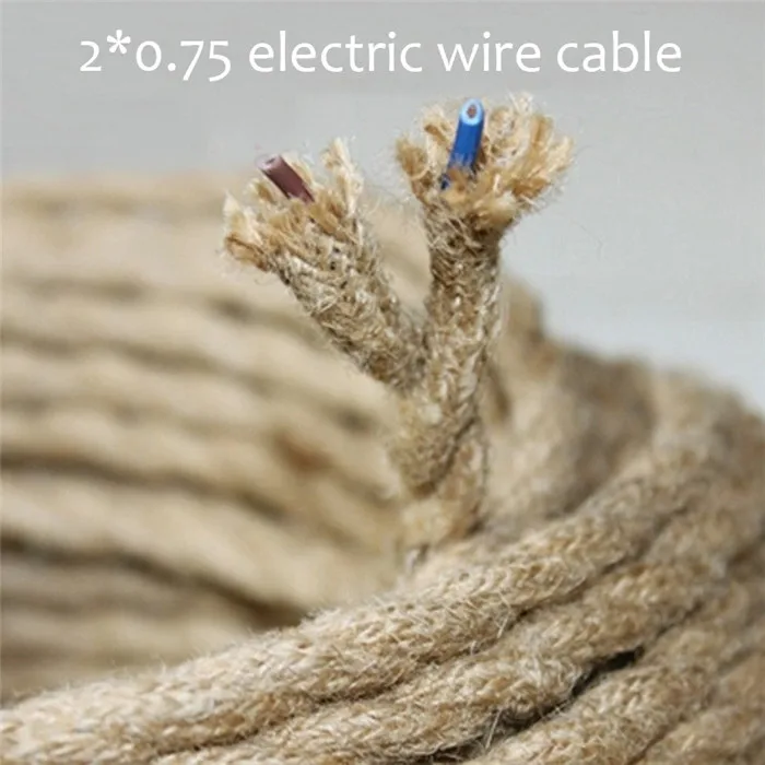 Al por mayor de la Vendimia de color marrón de la Vendimia de la cuerda de Tejido Conductor de Cobre Eletrical Cable 2*0,75 mm,retro cuerda de alambre cable eléctrico 2
