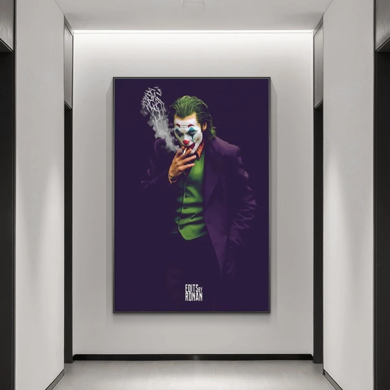 Super Villano De Fumar Joker Cartel De La Película De Lona De Arte De La Pared De Joaquin Phoenix Se Imprime Y El Cartel De La Imagen Del Cómic De Decoración De La Pintura De Cuadros 2