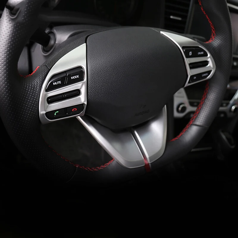 Para Hyundai Kona 2017 2018 2019 ABS Cromado Accesorios del Coche de Dirección Botón de la Rueda del Marco de Cubierta de la etiqueta Engomada de la Decoración de Estilo 2pcs 2