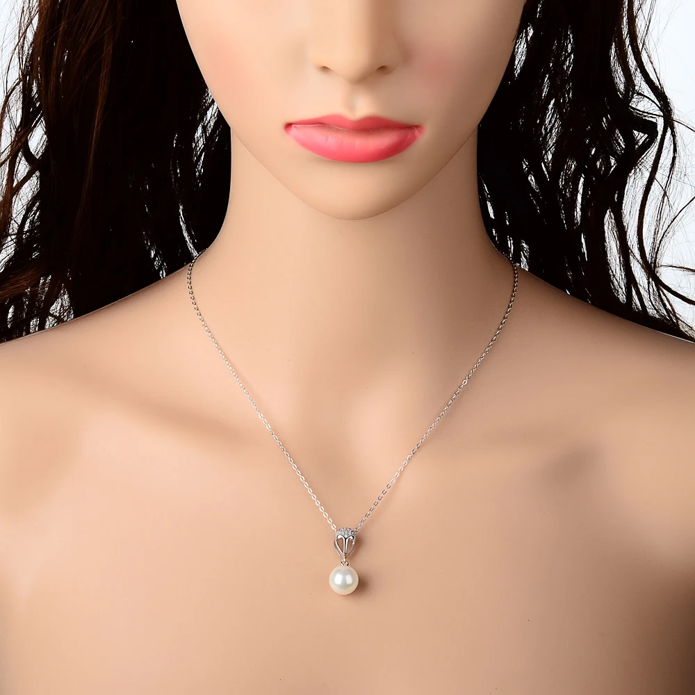 La moda de Joyería de la Plata Esterlina 925 del Collar de la AAA Natural de la Perla Colgante de Cadena De las Mujeres 2