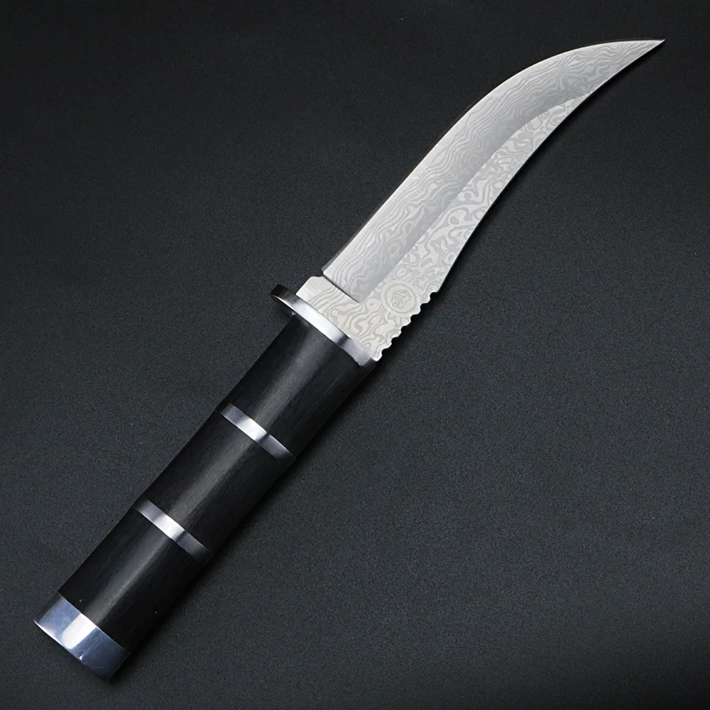 Al aire libre cuchillo corto Damasco portátil multifuncional de la navaja de alta dureza cuchillo de supervivencia cuchillo recto 2