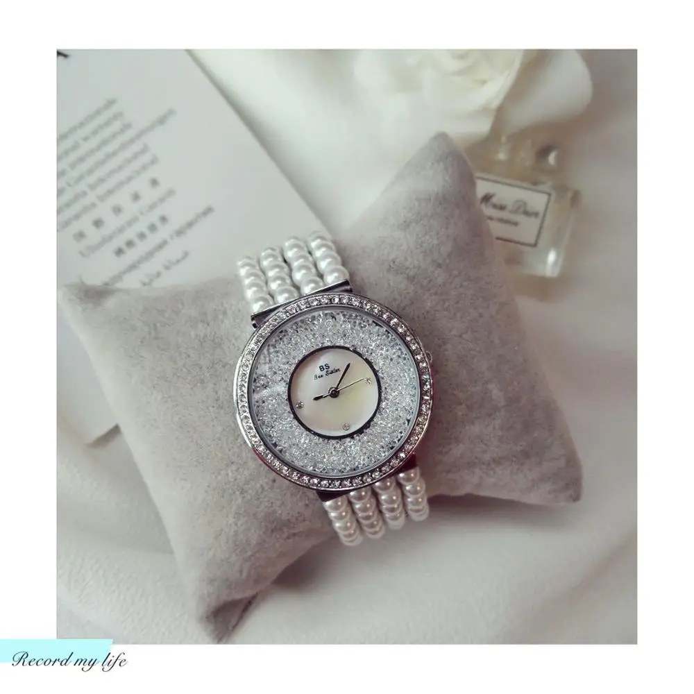 Reloj Mujer Mujer Relojes de Imitación Perlas Pulsera Brillante Diamante de Cristal Elegante Vestido de Reloj de Cuarzo para Mujer Regalo FA1305 2