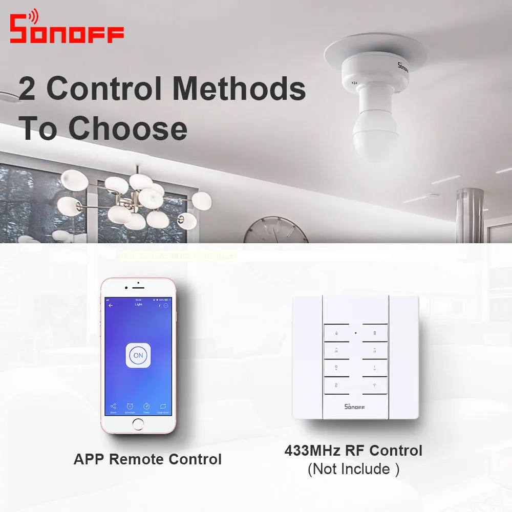 Itead Sonoff Slampher RF 433MHz Smart WiFi Titular de la Luz E27 portalámparas Interruptor Interruptor Wifi para el Hogar Inteligente Funciona con Alexa 2