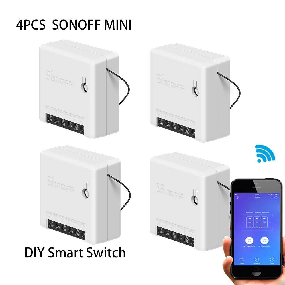 4 PCS Sonoff Mini DIY Inteligente Interruptor de Control Remoto Interruptor Wifi Soporte de Un Interruptor Externo de Trabajo Con la página principal de Google 2