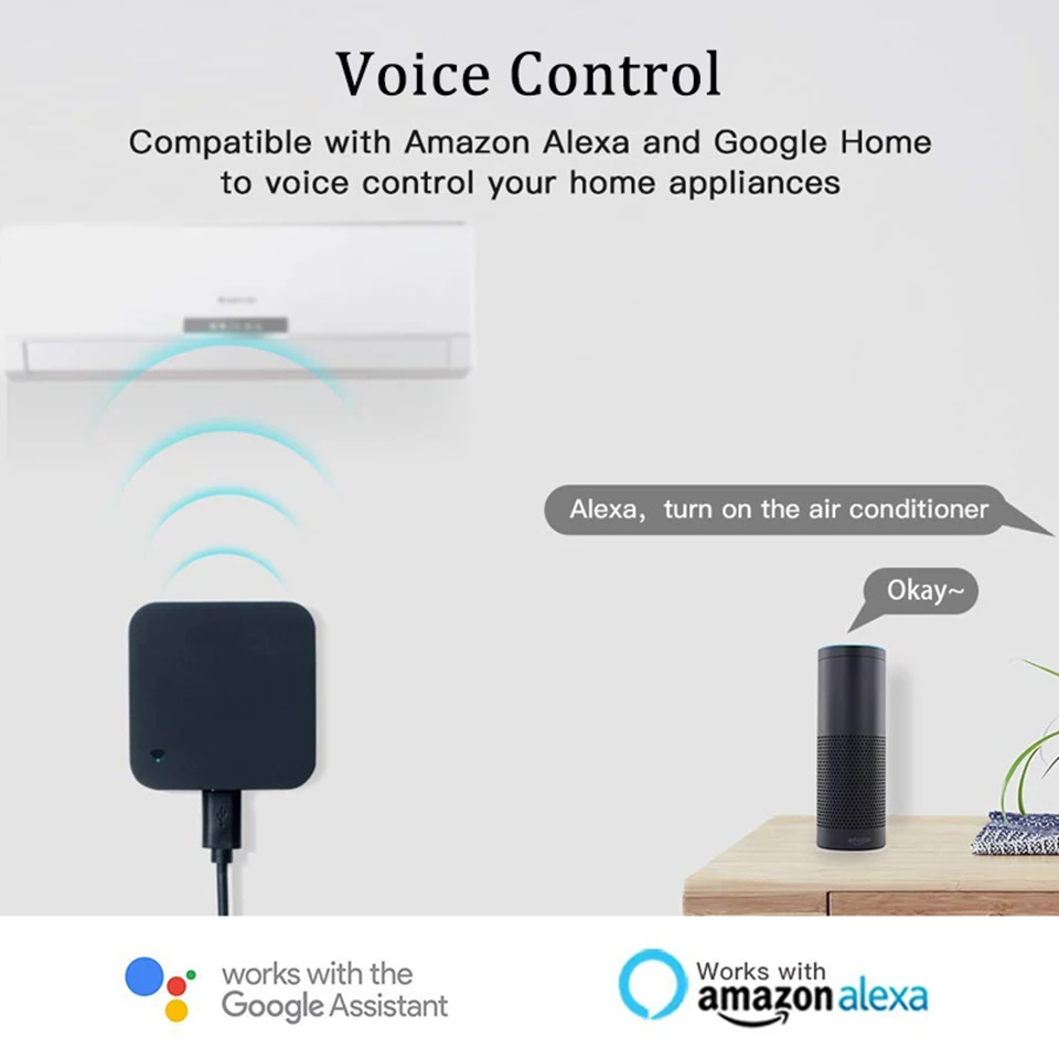 Smart WIFI+IR de la APLICACIÓN de control remoto por Infrarrojos aire acondicionado/TV Puente Universal trabajar con Alexa /página principal de Google para el hogar inteligente 2