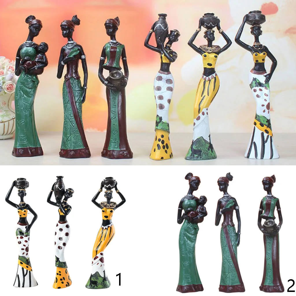 La Resina De La Parte Superior De La Mesa De África Figura Escultura Brillante Color Teñido En Pieza Central, La Casa Decorativos 2
