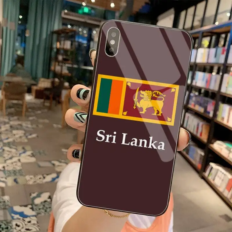 KPUSAGRT Sri Lanka bandera Teléfono de atención al Cliente Caso de Vidrio Templado Para iPhone 11 Pro XR XS MAX 8 X 7 6 6 Plus SE 2020 caso 2