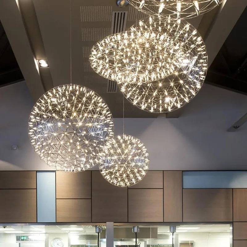 Diseño moderno Colgante LED de Luz de fuegos artificiales Colgante Lámparas de Comedor Sala de la Lámpara Colgante de acero Inoxidable de cromo de la Iluminación interior del Led 2