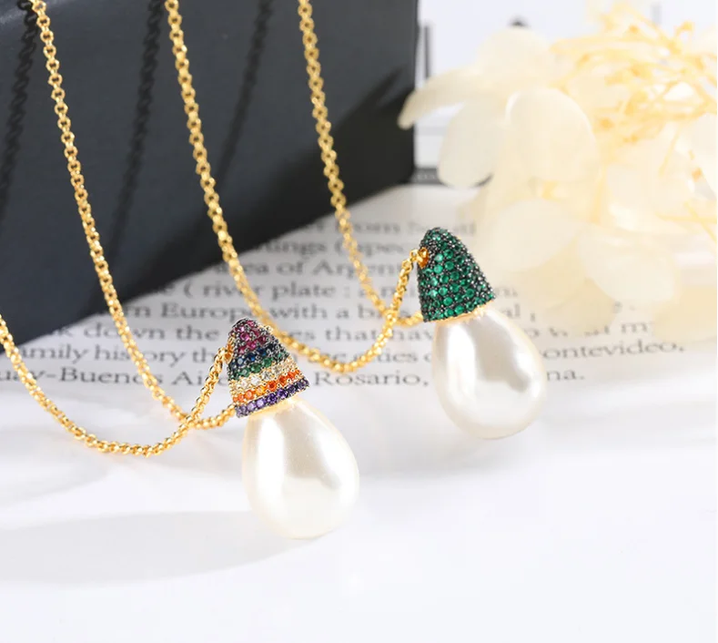 Cristal de circón collar ajustable producto nuevo arco iris barroco collar de perlas de la moda femenina nicho de clavícula diseño de la cadena de sentido 2