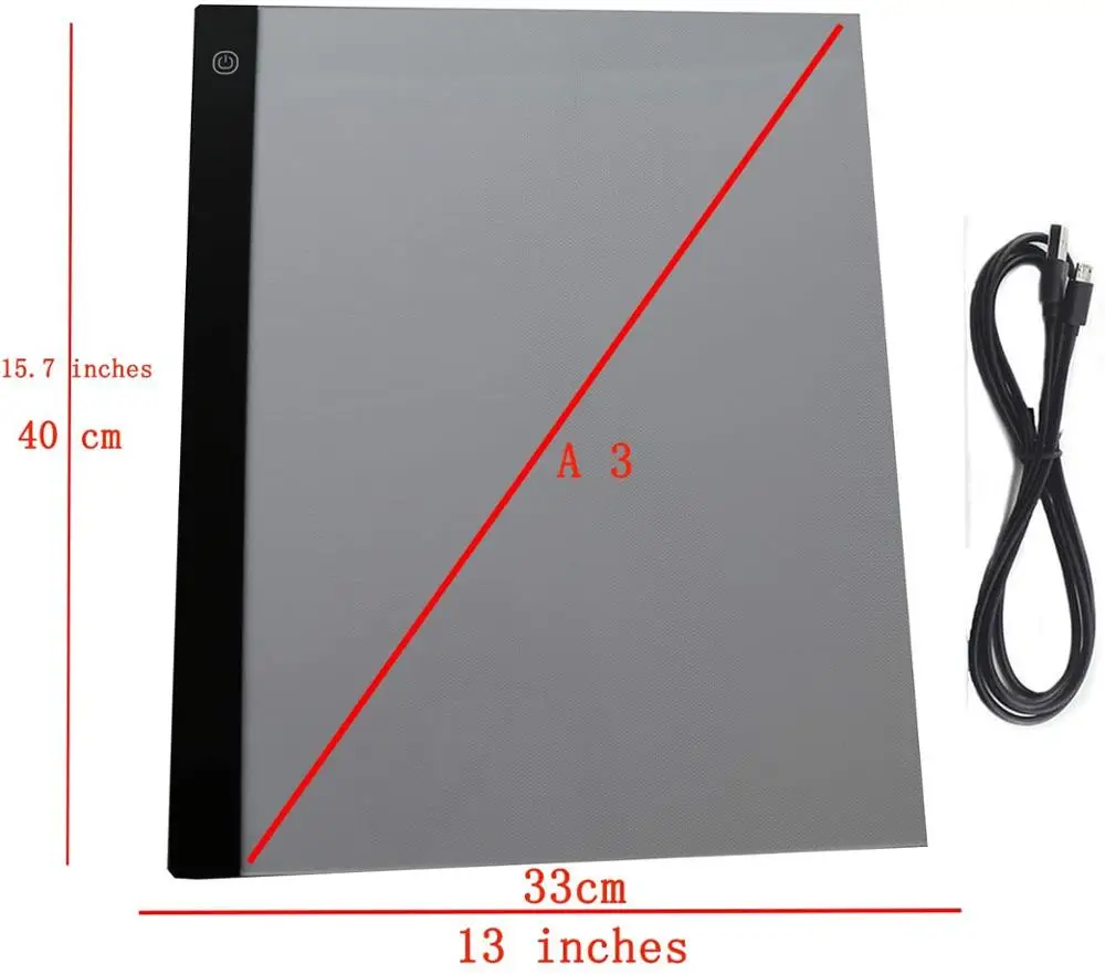 A3! Regulable Ultra Delgada A3 LED de Luz del panel de la Tableta se Aplican a EU/UK/AU/US/USB Plug Bordado de Diamantes Diamante Pintura de punto de Cruz 2