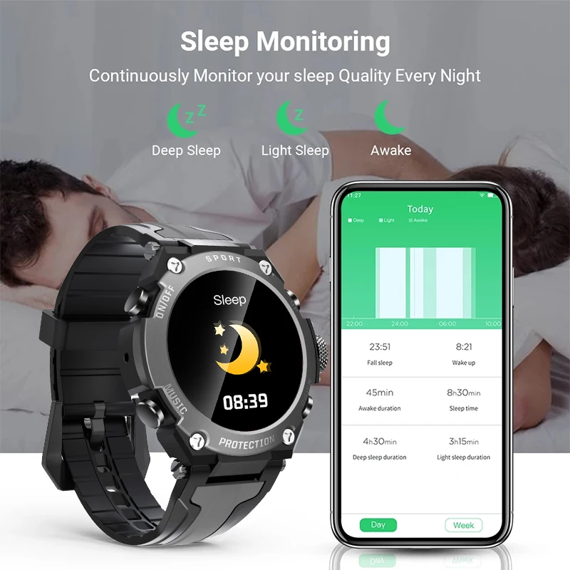LIGE Reloj Inteligente de los Hombres de Música Bluetooth Monitor de Ritmo Cardíaco de la Actividad de Seguimiento de la Aptitud Reloj al aire libre del Deporte de la prenda Impermeable IP68 Smartwatch 2