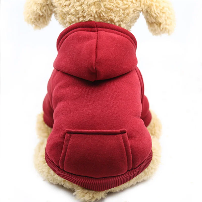 El otoño y el Invierno Ropa de Perro Mascota Ropa de Color Sólido Suéter con Capucha para Mascotas Suéter de Peluche Ropa 2