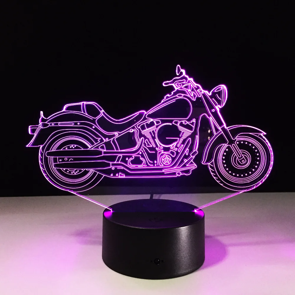 El nuevo Motor de la Forma LED de la lámpara de la Mesa de Toque de Luz De 7 Colores Cambio de Motocicletas Dormir Lamparas de Luz de Acrílico USB 3D LED de la Lámpara 2