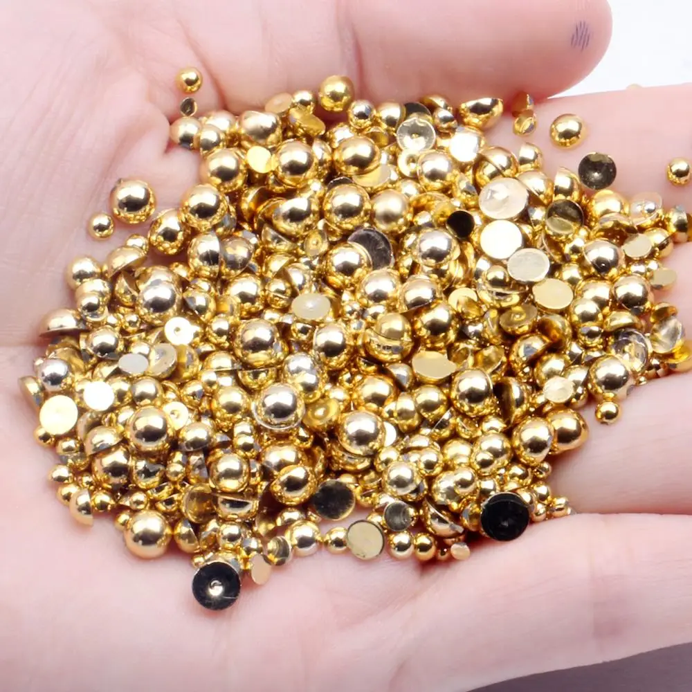 1.5-12mm de Oro Ronda de la Mitad de Imitación de Perlas de Manualidades de Scrapbooking de la Resina de Uñas Glitter Glue De Joyas DIY Uñas de Arte de la caja del Teléfono de Suministros 2