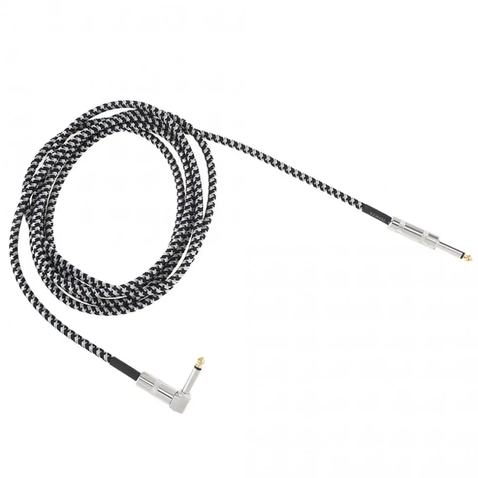 3m 10 pies Duradera Mono Cable de Audio macho a Macho, Negro, Blanco Tejió la Capa de Alambre de Cobre de Cable de 6.3 mm para Instrumentos Eléctricos 2