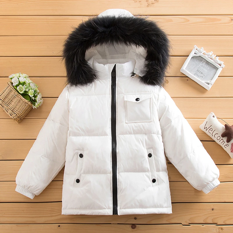 Nuevo estilo de las niñas chaquetas de invierno cálido Y Parkas sólido niños ropa de invierno de la moda de piel de niños chaquetas de moda traje de nieve 2
