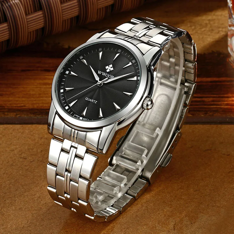 WWOOR Marca de Lujo de Plata Reloj Impermeable de los Hombres de Acero Inoxidable de la Moda Clásica Creativo de línea de Cuarzo reloj de Pulsera para Hombre Relojes Homme 2