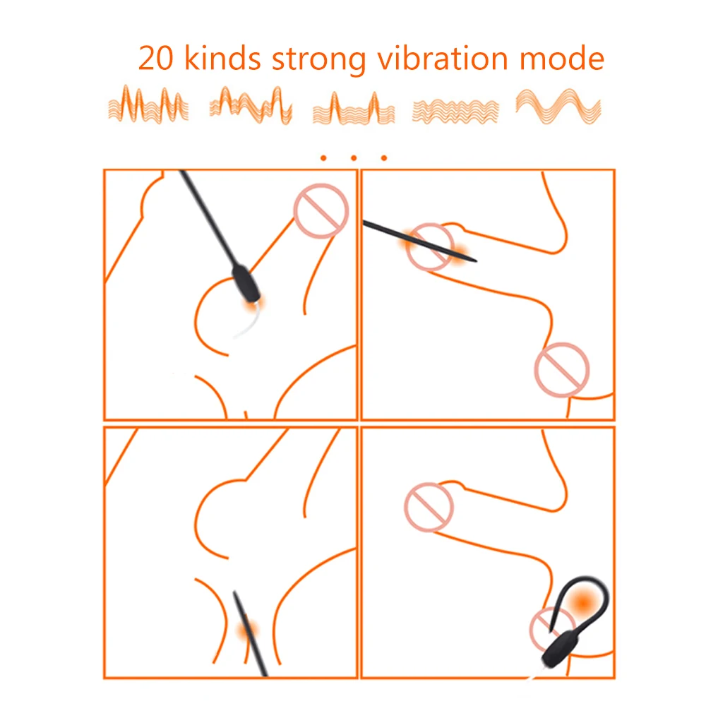 IKOKY Uretral Plug Vibrador Catéter Productos para Adultos Pene Enchufe de los Juguetes Sexuales para Hombres Gay de Silicona Dilatadores Uretrales de Frecuencia 20 2