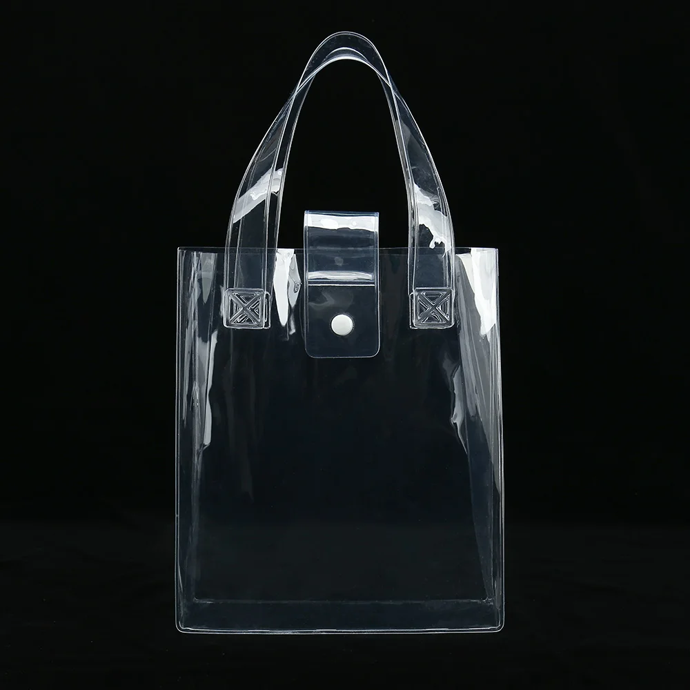 PVC del claro de la cosmética bolso con hebilla de plástico de maquillaje promocional bolsa disponible por encargo 2