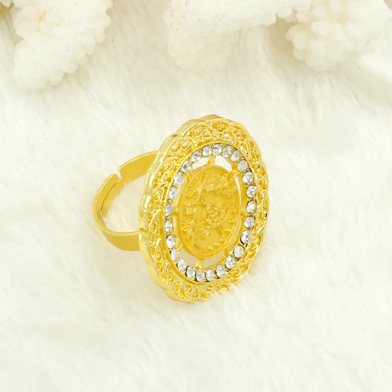 De alta Calidad de Oro de Dubai Conjuntos de Joyas para las Mujeres de la Vendimia de la Boda de la Moneda de Oro Grandes Aretes Collar de Cristal De 24 de Oro de la Joyería Nupcial 2