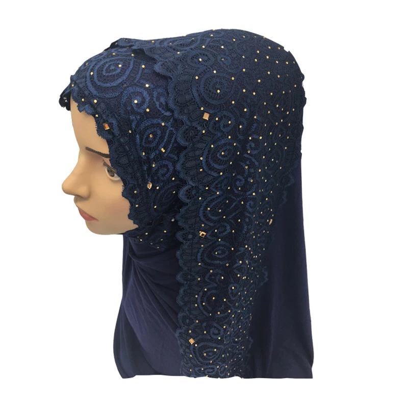 Algodón Musulmana Con Hiyab Bufanda De Las Mujeres Chal Islámica Turbante De Las Mujeres De Encaje Velo Musulmán Bufanda Chal De 10 Colores 2