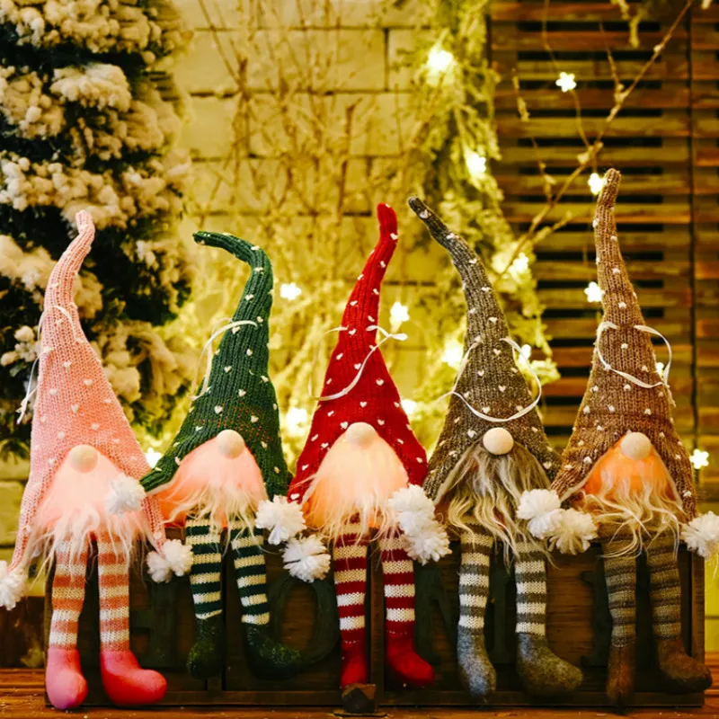 2021 Regalo de Navidad con Luz Gnomos Colgante Colgante Lindo Rostro de la Muñeca de la Decoración de Navidad, Decoración Feliz Pesadilla Antes de Navidad 2