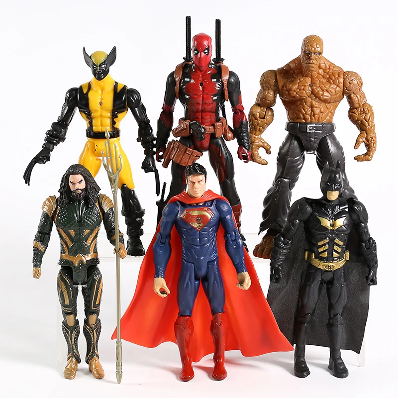 Super Héroes de Clark Kent de Wolverine, Deadpool Aquaman Cosa de la Figura de Acción Modelo de Juguete de Regalo la Muñeca 6pcs/set 2
