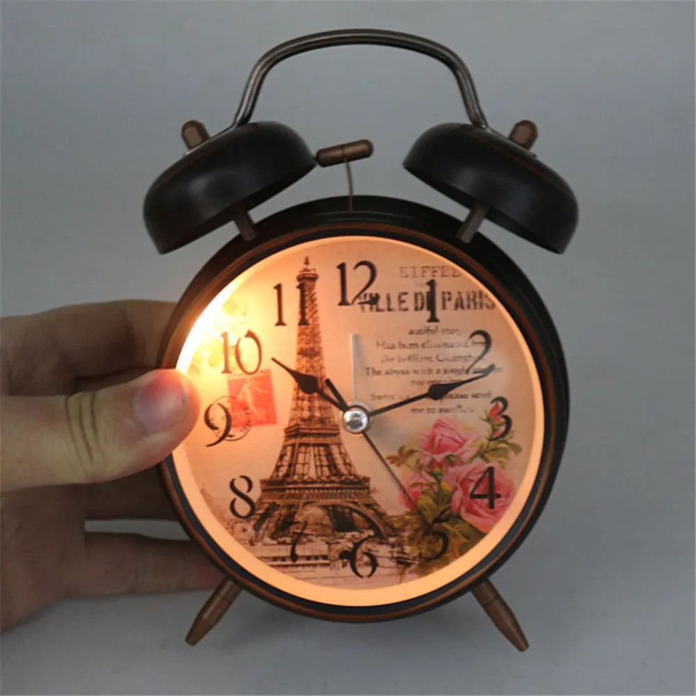 Retro Reloj De Alarma Simple Vintage Luminoso Reloj Despertador Estudiante De La Cabecera De La Mañana Se Levanta De La Mesa De Metal Reloj 2