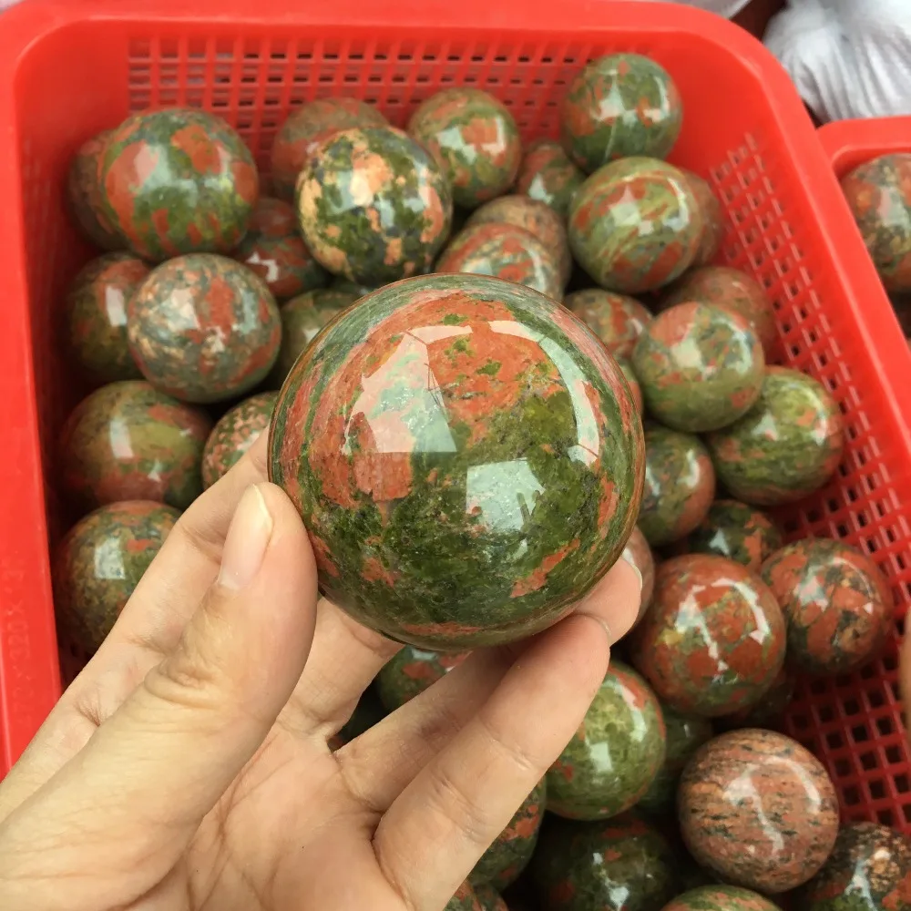 Natural de piedras preciosas bolas de Pulido de Unakite esfera de Cristal para la decoración del hogar 2