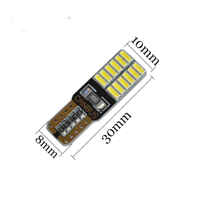 100pcs T10 canbus LED 24 SMD 4014 no polar 0.16 PCB 501 W5W Coche Lateral de la Cuña de la Luz de Bulbo de Error Fre Bombilla de Xenón blanco 2