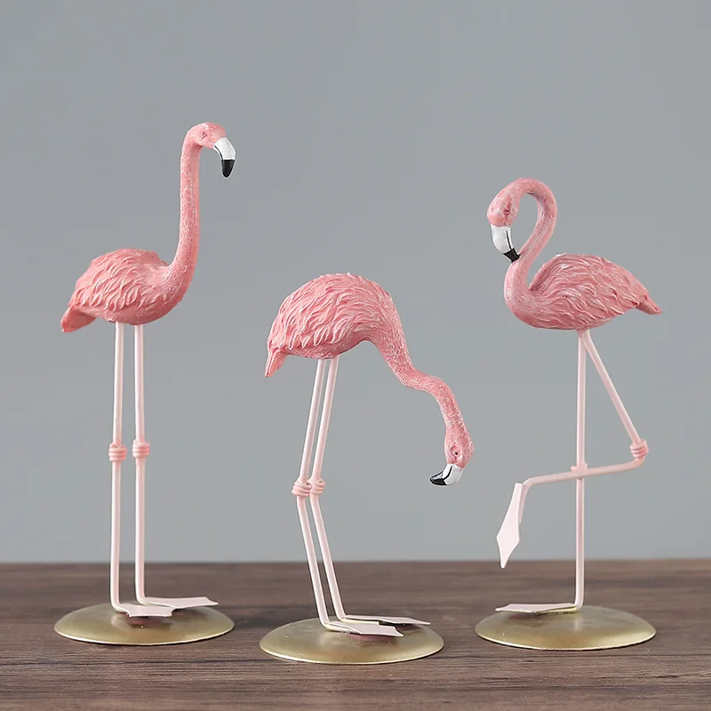 1pcs Pink Flamingo de Escritorio Hermosa Figura de la Decoración del Hogar de Regalo para las Niñas Flamingo Mini Escultura de la Estatua de la Sala de estar Decoración 2
