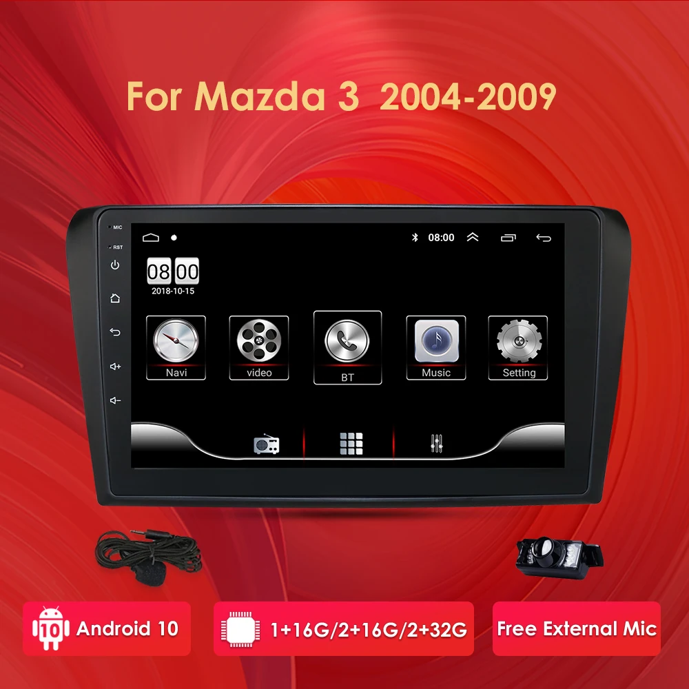 Multimedia del coche Reproductor de Radio Para Mazda 3 Mazda3 2004-2013 Android 10 de Navegación Autoradio una Grabadora de Cinta de GPS de Vídeo Estéreo WIFI 2