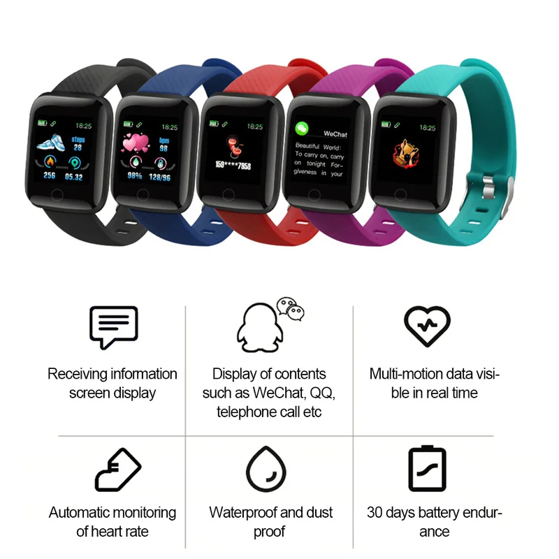 Inteligente Reloj de Pulsera de los Deportes de la Aptitud de la Presión Arterial Frecuencia Cardíaca de la Llamada Mensaje Recordatorio para Android Podómetro Reloj Inteligente 2